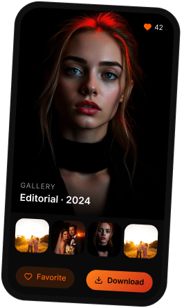 Client portal editorial gallery and download screen